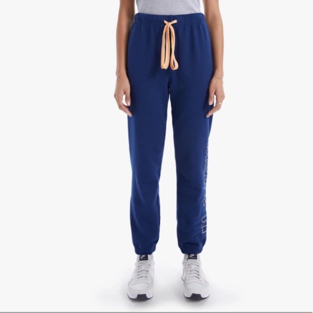 MOTHER The Bender Ankle Move It Graphic Sweatpants Blue Size M
